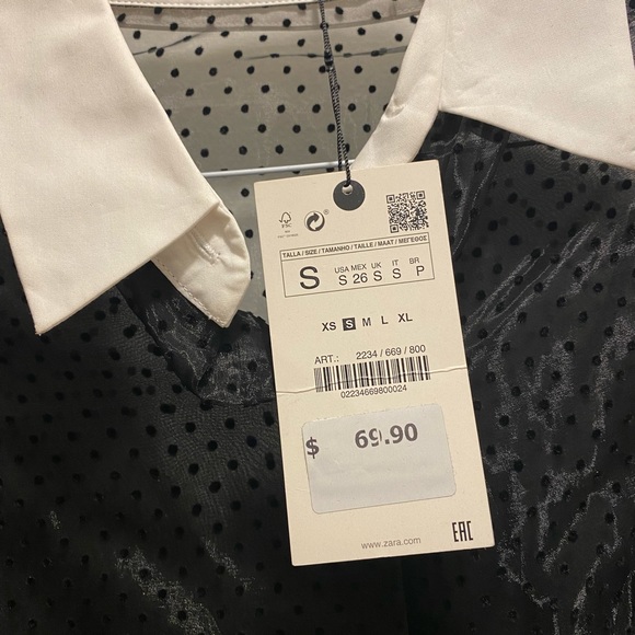 NWT Zara French dot sheer blouse - Picture 6 of 6